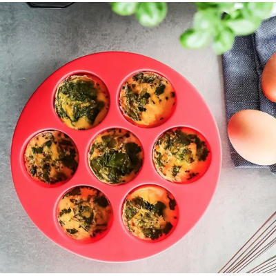 Set 2 Forme din silicon de briose pentru Airfryer cu 7 compartimente ROSII