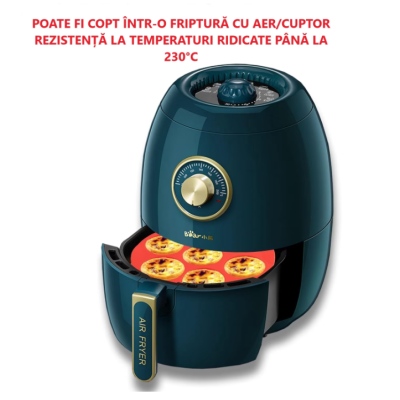 Set 2 Forme din silicon de briose pentru Airfryer cu 7 compartimente ROSII