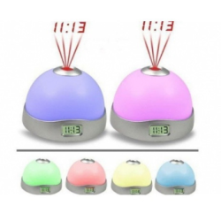 Set 2 Lampi de veghe cu ceas si proiectie