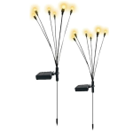 Set 2 Lampi solare LED Alb Cald cu 6 bulbi decoratiune gradina licurici