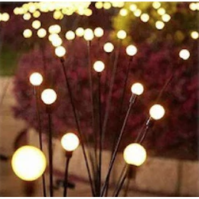 Set 2 Lampi solare LED Alb Cald cu 6 bulbi decoratiune gradina licurici