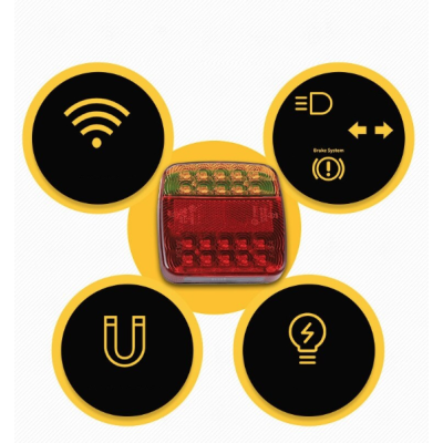 Set 2 lampi spate Led magnetice pentru remorca 12/24V Wireless fara fir