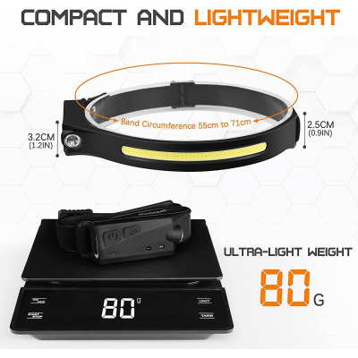 Set 2 Lanterna de cap cu senzor de miscare LED COB model YT-200