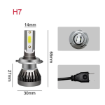 Set 2 LED-uri H7 Mini pentru far masina temperatura 6000k 12V putere 60W 8000LM 