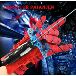 Set 2 Manusi Spiderman cu ventuze sfoara si lansator rosii Set 2 Manusi Spiderman cu ventuze sfoara si lansator rosii
