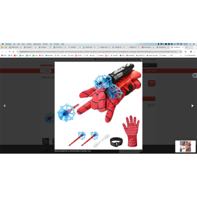 Set 2 Manusi Spiderman cu ventuze sfoara si lansator rosii