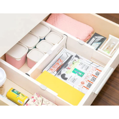 Set 2 organizatoare albe reglabile pentru sertar