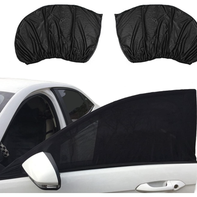 Set 2 Parasolar auto elastic din plasa negru