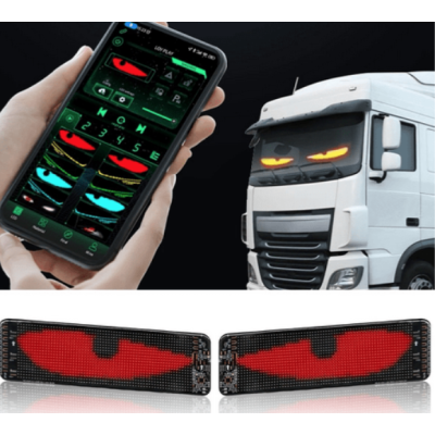 Set 2 piese Ecran Publicitar Flexibil 60×12 cm cu USB Ochi de diavol BT Ecran Colorat pentru Fereastra si Usa.