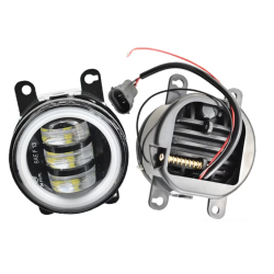 Set 2 proiectoare ceata cu DRL Angel Eyes 89 milimetri 3.5” cu 3 functii alb cu semnal galben