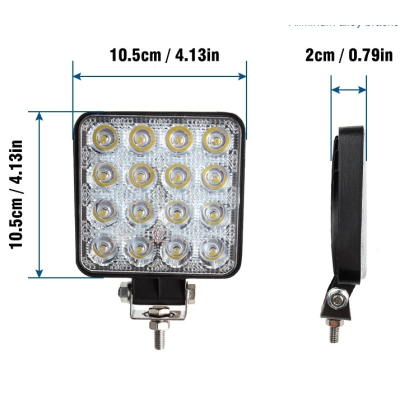 Set 2 Proiector PATRAT 16 led 12v-24v  48w  lumina alba 6000k Slim