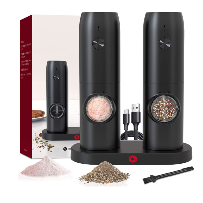 Set 2 rasnite electrice sare si piper stand incarcare USB