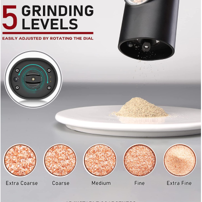 Set 2 rasnite electrice sare si piper stand incarcare USB