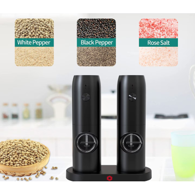 Set 2 rasnite electrice sare si piper stand incarcare USB