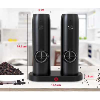 Set 2 rasnite electrice sare si piper stand incarcare USB