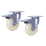 Set 2 Roati Pivotante 2.5" Albe Cu Frana 