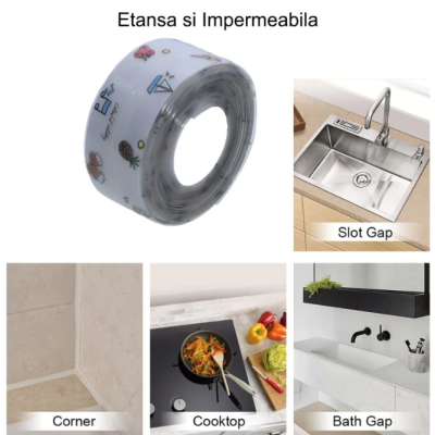 Set 2 x Banda de etansare transparenta cu model 38x320cm