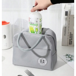 Set 2 x Geanta de pranz termica din panza GRI