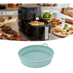 Set 2 x Tava rotunda din silicon pentru friteuza stil cosulet cu 2 manere Set 2 x Tava rotunda din silicon pentru friteuza stil cosulet cu 2 manere