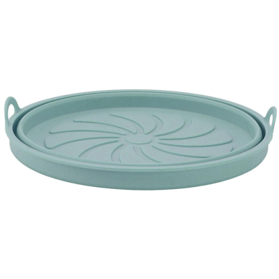 Set 2 x Tava rotunda din silicon pentru friteuza stil cosulet cu 2 manere