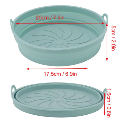 Set 2 x Tava rotunda din silicon pentru friteuza stil cosulet cu 2 manere