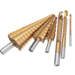 Set 3 burghie freza conica metal in trepte 4 30mm + 3 burghie frezare