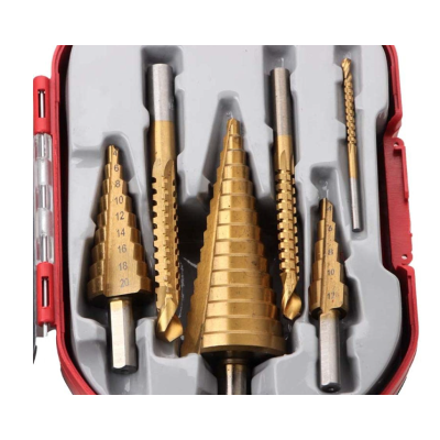 Set 3 burghie freza conica metal in trepte 4 30mm + 3 burghie frezare