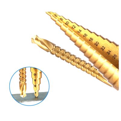 Set 3 burghie freza conica metal in trepte 4 30mm + 3 burghie frezare