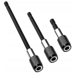 Set 3 prelungitoare pentru surubelnita 60mm 100mm 150mm negru Set 3 prelungitoare pentru surubelnita 60mm 100mm 150mm negru