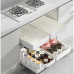 Set 3 sertare cu glisiere autoadezive soft close extragere totala sina cu extensie 3 dimensiuni alb