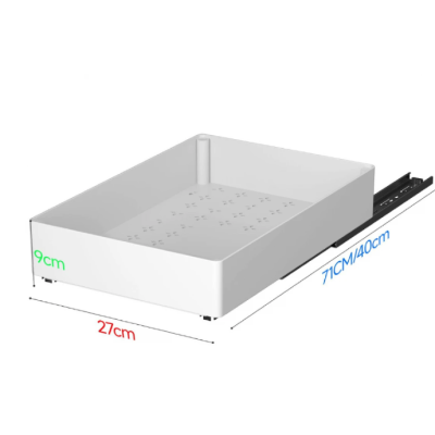 Set 3 sertare cu glisiere autoadezive soft close extragere totala sina cu extensie 3 dimensiuni alb