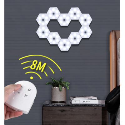 Set 3 spoturi hexagonale LED cu telecomanda