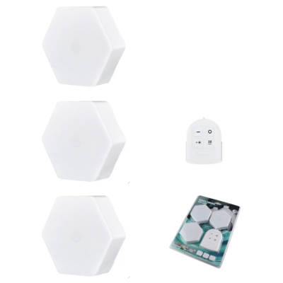 Set 3 spoturi hexagonale LED cu telecomanda