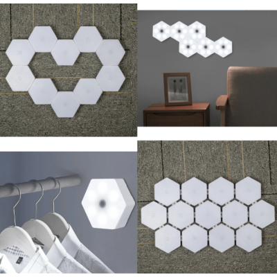 Set 3 spoturi hexagonale LED cu telecomanda