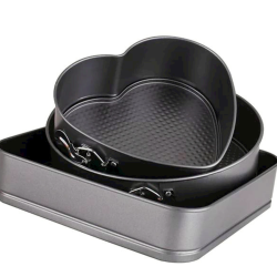 Set 3 tavi de prajituri cu baza detasabila si forme diferite 24/26/28 CM