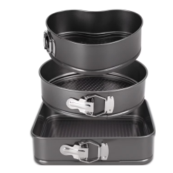 Set 3 tavi pentru copt forma Inima/Rotunda/Patrata cu baza detasabila 24/26/28 cm