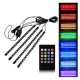 Set 4 benzi 12 LED cu lumina ambientale pentru auto si telecomanda RGB