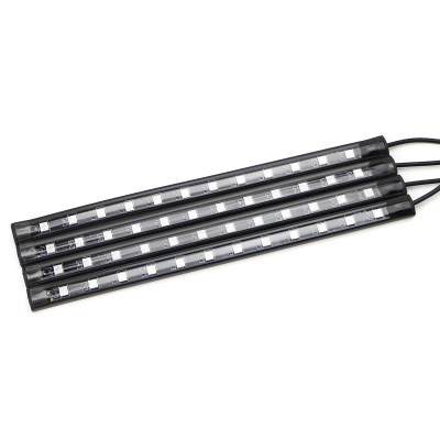 Set 4 benzi 12 LED cu lumina ambientale pentru auto si telecomanda RGB