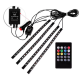 Set 4 benzi 18 LED cu lumina ambientale pentru auto si telecomanda RGB