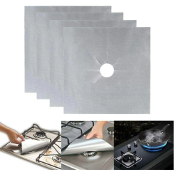 Set 4 folii ARGINTII de protectie pentru aragaz