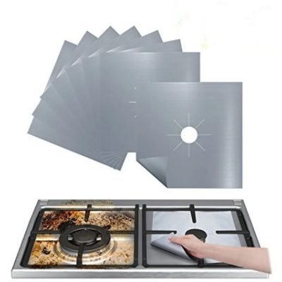 Set 4 Folii TEFLON GRI Detasabile pentru Aragaz din Teflon  Lavabila  Reutilizabila