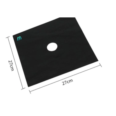 Set 4 Folii TEFLON NEGRU Detasabile pentru Aragaz din Teflon  Lavabila  Reutilizabila  Negru