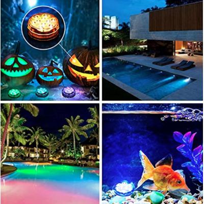 Set 4 lampi LED RGB  cu telecomanda  rezistente la apa