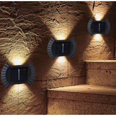 Set 4 Lampi solare cu lumina bidirectionala 8 led / lampa