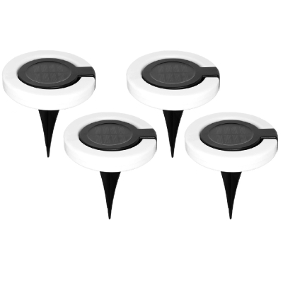 Set 4 lampi solare de gradina rotunde cu LED ALB in forma de cerc pliabil