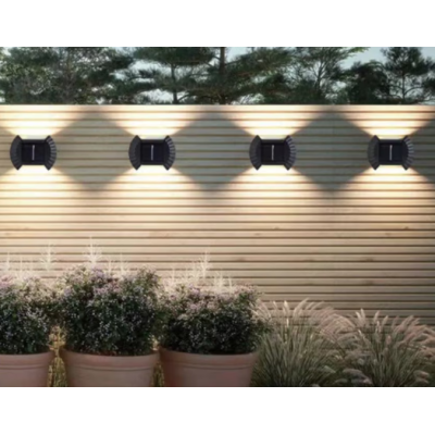 Set 4 lampi solare exterioare pentru perete iluminare sus/jos 8 LED
