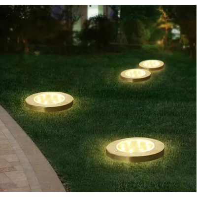 Set 4 Lampi Solare metalice Argintii de Gradina Tip Spot cu 8 Leduri