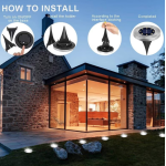 Set 4 Lampi Solare metalice Argintii Disk Lights pentru gradina