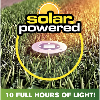 Set 4 Lampi Solare metalice Argintii Disk Lights pentru gradina