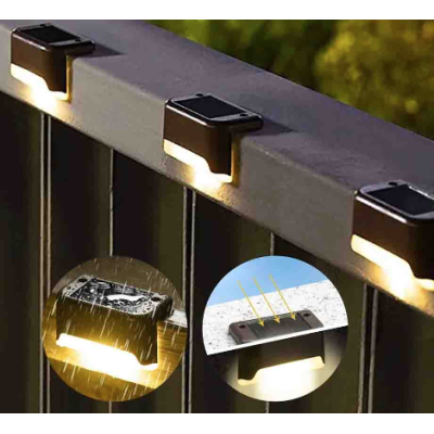 Set 4 lampi solare pentru trepte cu lumina calda